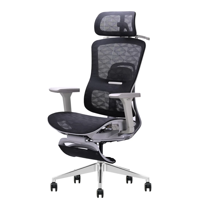 Fotel ergonomiczny biurowy obrotowy z regulacją Homer Czarno-Szary