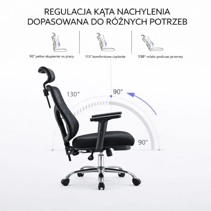 Fotel biurowy regulowany fotel krzesło do biura gabinetu Szare