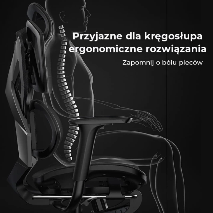 Fotel obrotowy dla graczy do biura ergonomiczny regulowany gamingowy