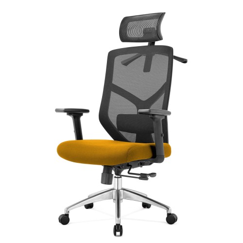 Fotel biurowy ergonomiczny do biura i domu regulacją Żółty
