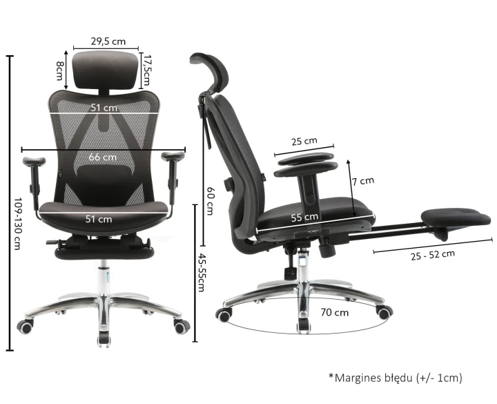 Fotel ergonomiczny biurowy obrotowy eurOpa+ z podnóżkiem i regulacją