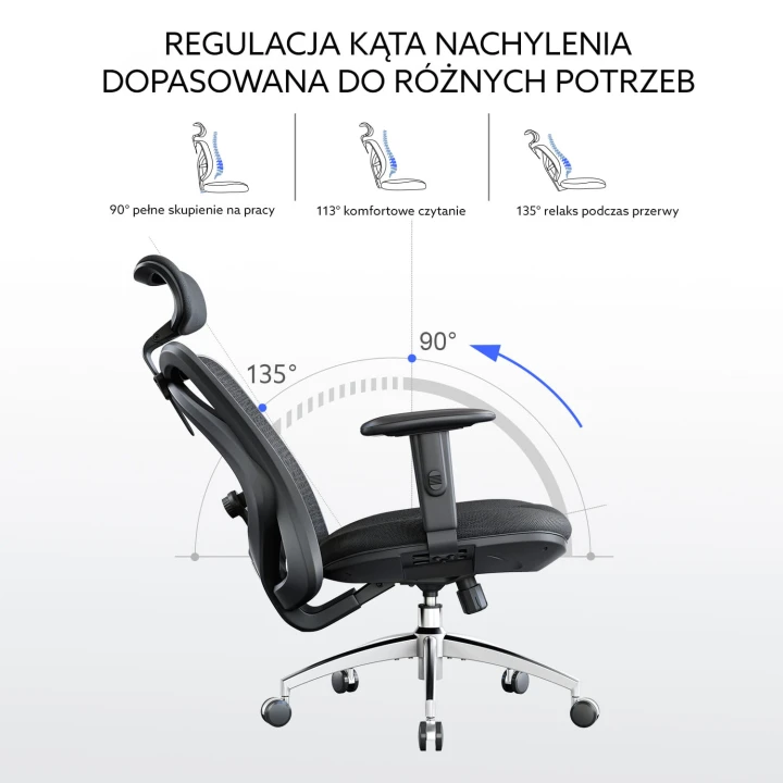 Fotel ergonomiczny biurowy obrotowy eurOpa+ z podnóżkiem i regulacją