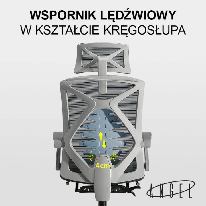 Fotel ergonomiczny  biurowy obrotowy Spino czarny z regulacją