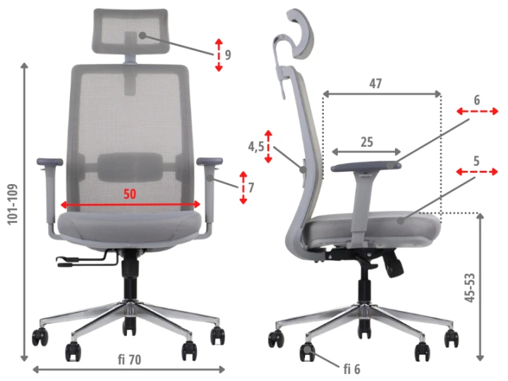 Fotel biurowy ergonomiczny krzesło do pracy biura CUTLER GF szary