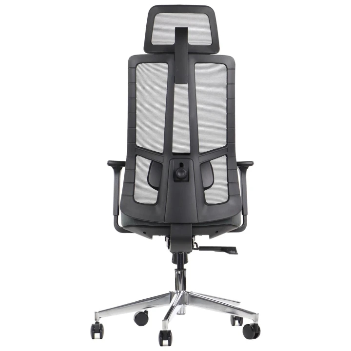 Ergonomiczny fotel biurowy obrotowy do biura i home office AKCENT szary-czarny podstawa chromowana