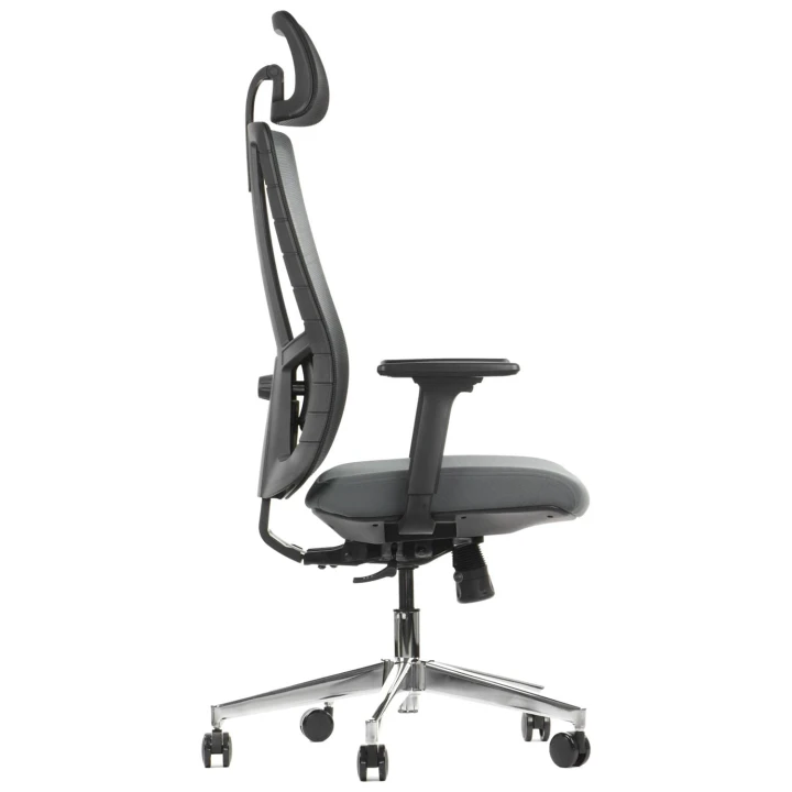 Ergonomiczny fotel biurowy obrotowy do biura i home office AKCENT szary-czarny podstawa chromowana