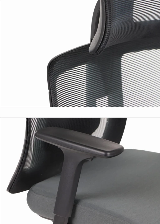 Ergonomiczny fotel biurowy obrotowy do biura i home office AKCENT szary-czarny podstawa chromowana