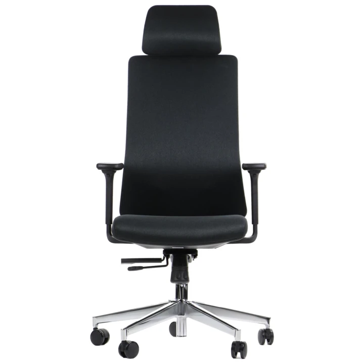 Ergonomiczny fotel biurowy obrotowy do biura i home office AKCENT/F czarny podstawa chromowana