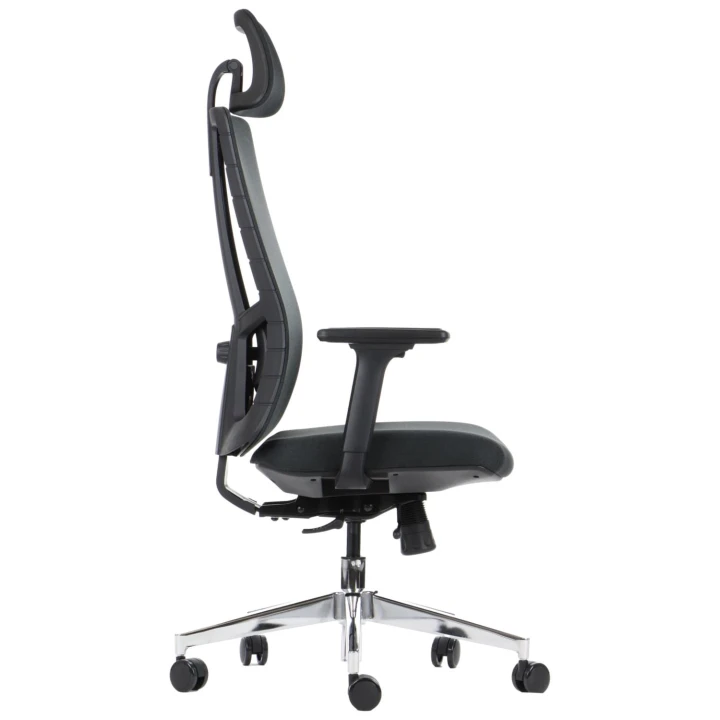 Ergonomiczny fotel biurowy obrotowy do biura i home office AKCENT/F czarny podstawa chromowana
