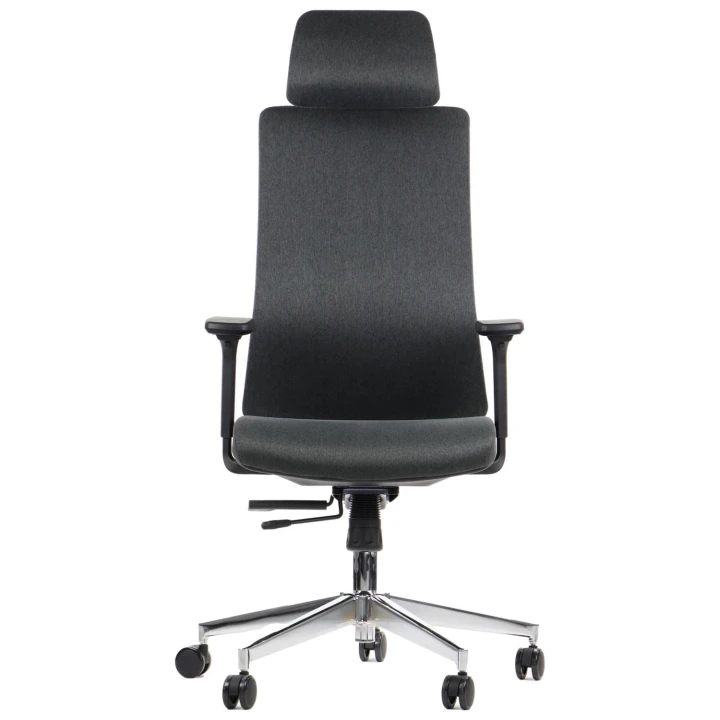 Ergonomiczny fotel biurowy obrotowy do biura i home office AKCENT/F grafit podstawa chromowana