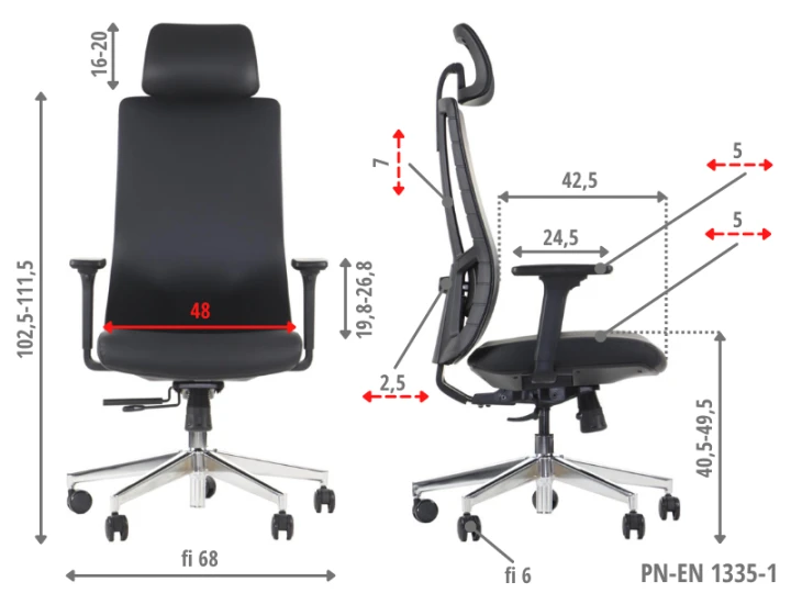 Ergonomiczny fotel biurowy obrotowy do biura i home office AKCENT PU czarny podstawa chromowana