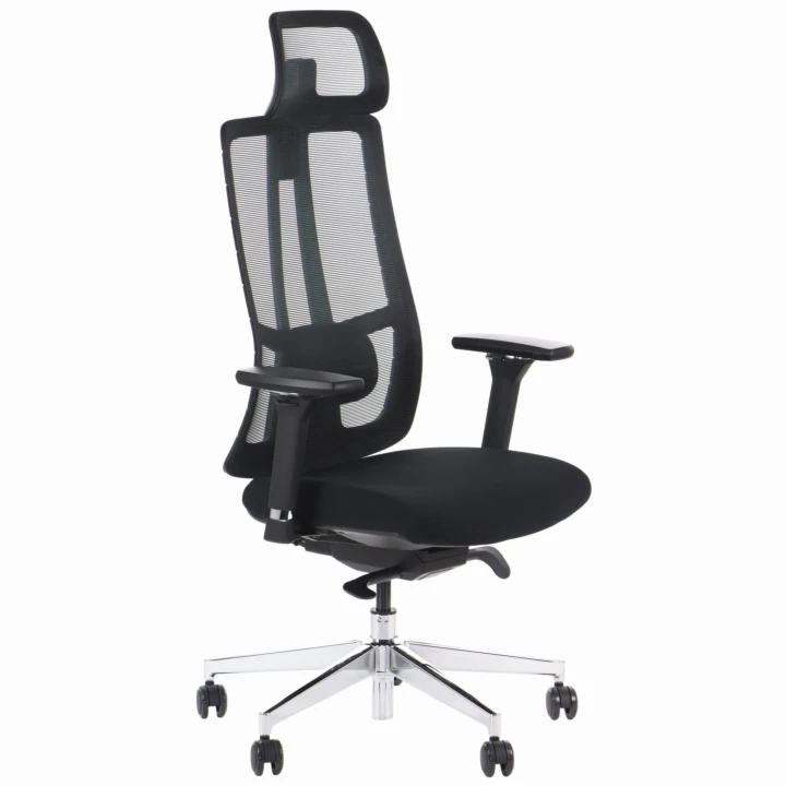 Ergonomiczny fotel biurowy obrotowy do biura i home office AKCENT PLUS czarny mechanizm samoważący podłokietniki 4D