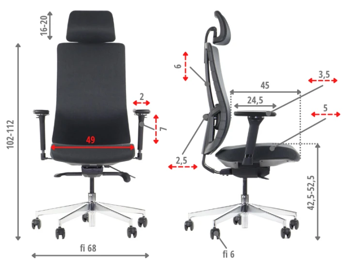Ergonomiczny fotel biurowy obrotowy do biura i home office AKCENT/F PLUS czarny mechanizm samoważący podłokietniki 4D