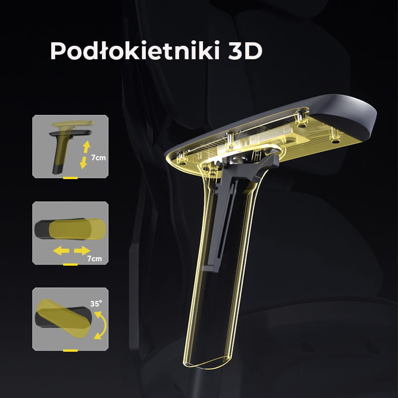 regulowane podłokietniki fotel gamingowy biurowy