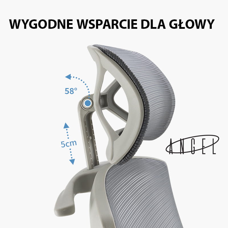 regulowany zagłówek w fotelu biurowym homestyleconcept.pl